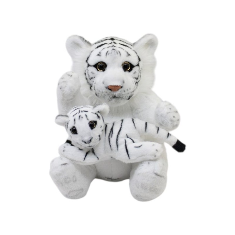 Tigre Blanco Sentado Con Cría Gde