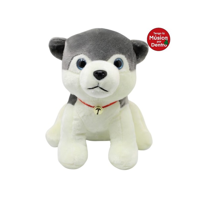 Perro Husky Vail Gris Grande Con Sonido