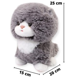 Gato Bolichon Gris Con Sonido Med