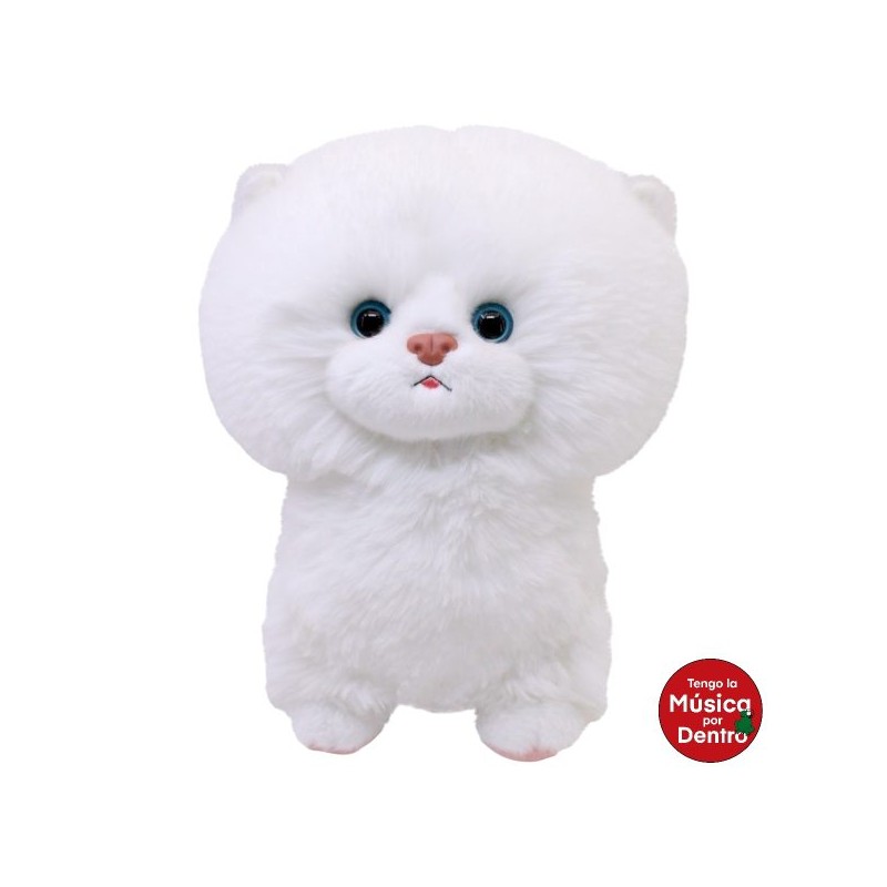 Gato Bolichon Blanco Con Sonido Med